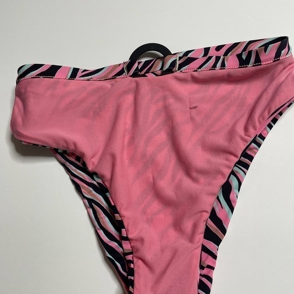 Bikini Lab Wild Child High Waist Bikini Bottoms M Pink Zebra - Picture 5 of 14
